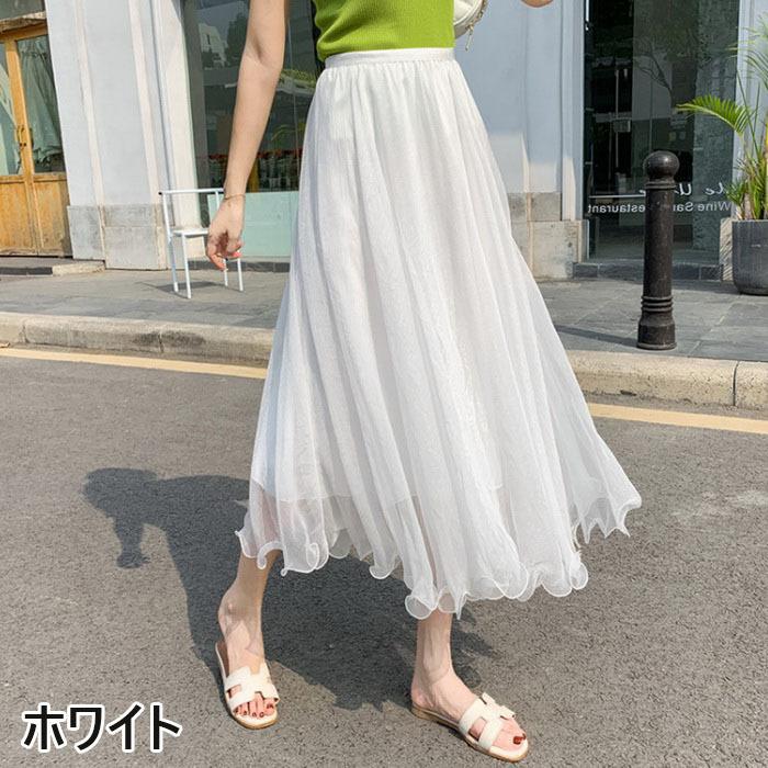 スカート レディース 春夏 マキシスカート おしゃれ 無地シフォン