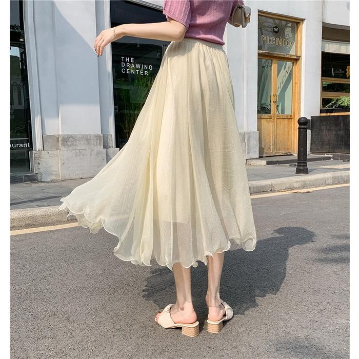 スカート レディース 春夏 マキシスカート おしゃれ 無地シフォン