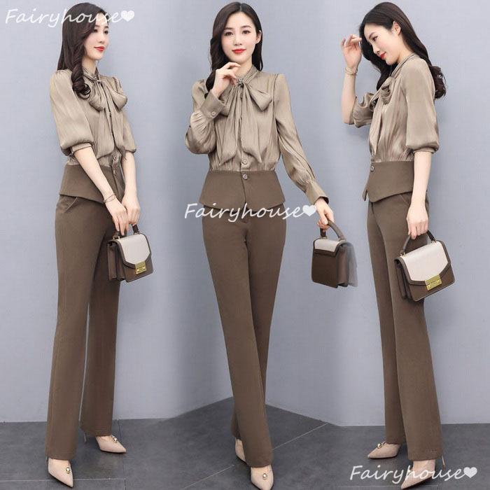 セットアップ レディース 秋 長袖セットアップ 切り替え ロング丈パンツ上下セット オフィスセットアップ オシャレ大きいサイズ 通勤ol 大人40代 フォーマル Y Fairyhouse 通販 Yahoo ショッピング