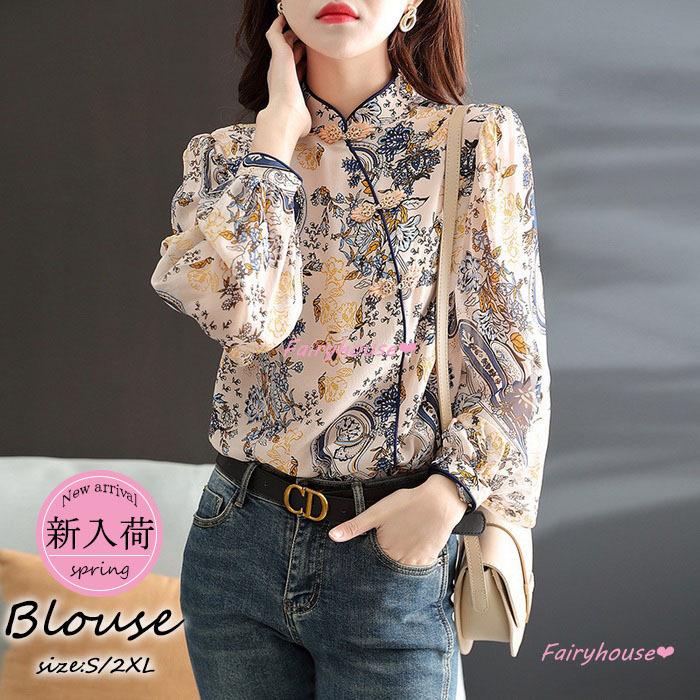 ブラウス レディース 40代 春秋新作 オシャレブラウス 長袖トップス おしゃれ花柄 シフォンブラウス オフィスブラウス 韓国風 通勤ol ゆったり シャツ30代50代 Y65 Fairyhouse 通販 Yahoo ショッピング