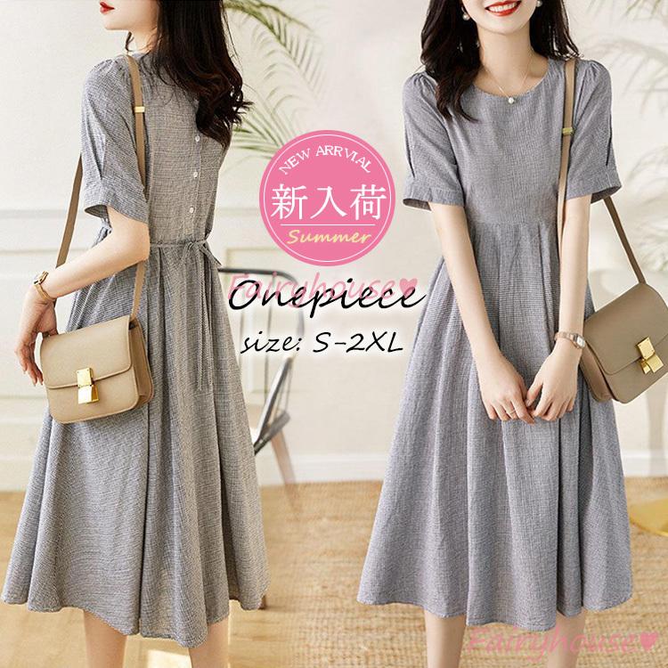 ワンピース レディース 40代 きれいめ 膝丈ワンピース 春夏 半袖ワンピース チェック柄リボン Aラインスカート オシャレ 大人ゆったり お出かけ カジュアル Y Fairyhouse 通販 Yahoo ショッピング