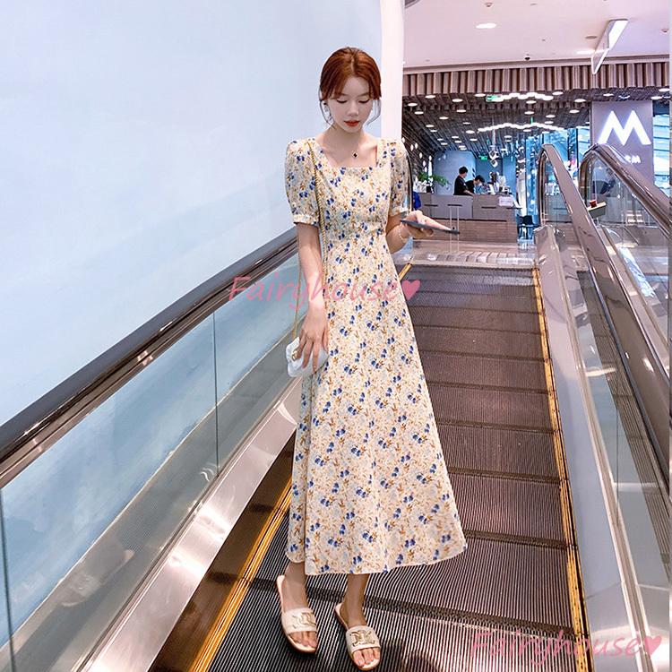 ワンピース レディース 40代 きれいめ マキシワンピース 夏 半袖ワンピース 花柄 スクエアネック シフォン Aラインスカート オシャレ韓国風 大人 通勤ol 30代 Y Fairyhouse 通販 Yahoo ショッピング