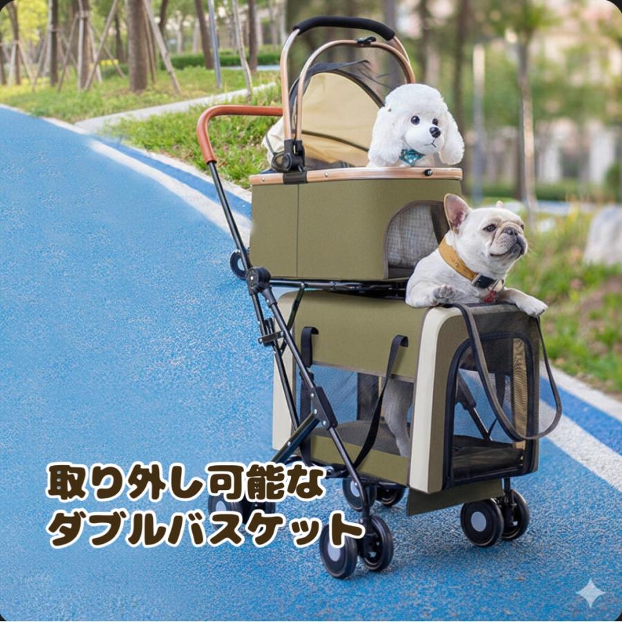 【美品】ペットカート 2段 分離式 多頭用 犬 折りたたみ キャディーバッグ 2段式ペットカート ドックカート 2段 分離式 多機能 ワンタッチ
