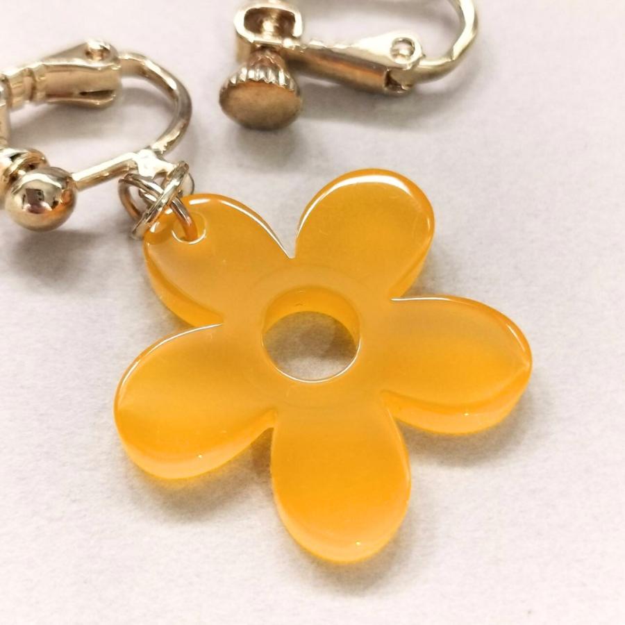 イヤリング 花 フラワー オレンジ クリア レディース カジュアル 女の子アクセサリー 可愛い ポップ |  | 02