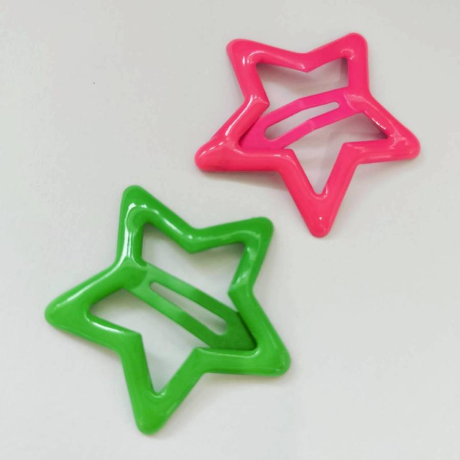 ヘアピン 2個セット パッチンピン 星 ほし かわいい  ピンク  緑  Y2K レトロ ストリート ヘアアレンジ 女児 |  | 01