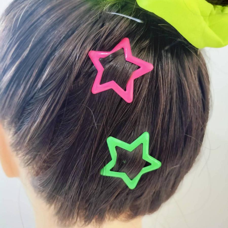 ヘアピン 2個セット パッチンピン 星 ほし かわいい  ピンク  緑  Y2K レトロ ストリート ヘアアレンジ 女児 |  | 03