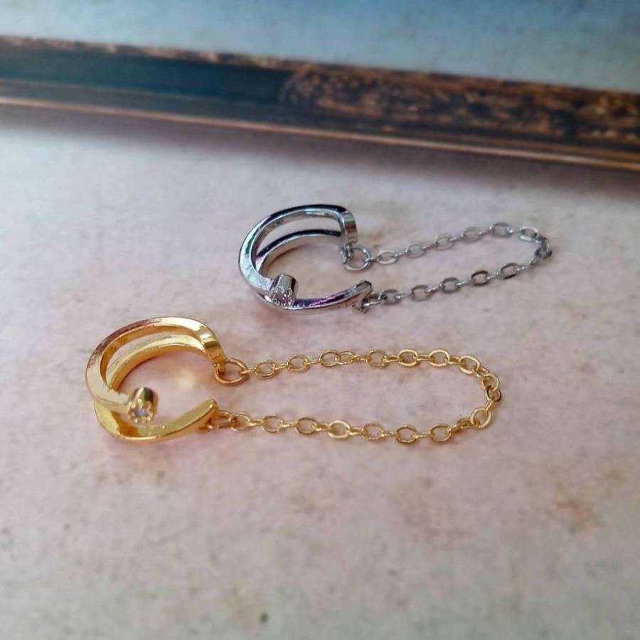 イヤーカフ イヤリング ノンホール チェーン ストーン ゴールド シルバー レディース 女子 子供 |  | 04