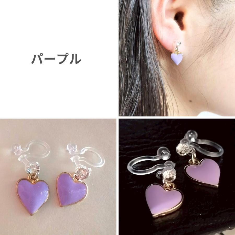 イヤリング　両耳用　ハート　ラインストーン　ダンスアクセ　ダンスレッド　パープル　可愛い　おしゃれ　韓国 |  | 02
