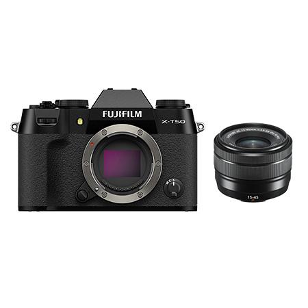 【当店オリジナル3年延長保証付】富士フイルム X-T50 JP XC15-45 キット ブラツク　日英2言語設定モデル | 