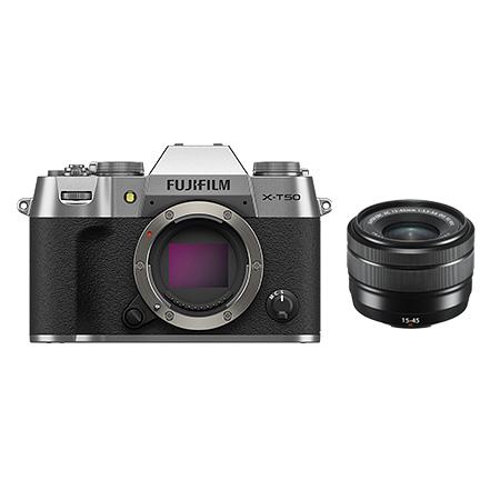【当店オリジナル3年延長保証付】富士フイルム X-T50 JP XC15-45 キット シルバー 日英2言語設定モデル | 