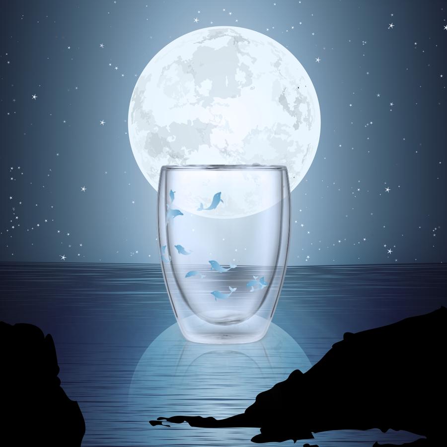 イルカ ダブルウォールグラス いるか 2重グラス かわいい たのしい コップ 3D 立体的 保温 保冷 結露防止 プレゼント ギフト コップ カップ 250ml｜faithpeach｜02