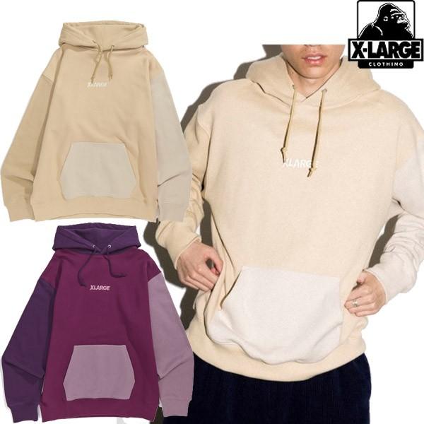 エクストララージ XLARGE COLOR BLOCK PULLOVER HOODED SWEAT カラーブロック プルオーバー フーディー パーカー 切り替え メンズ ブランド ストリート