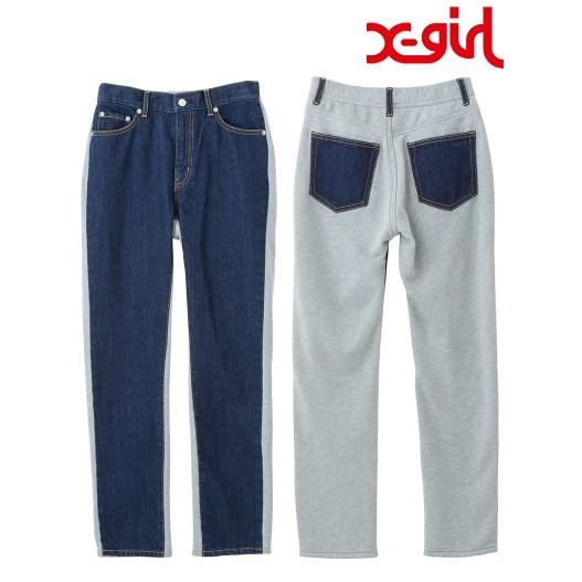 Sale セール X Girl エックスガール Combo Pants コンボ パンツ デニム スウェット ストレート インディゴ スウェット 切り替え レディース ブランド Ind Faithstore 通販 Yahoo ショッピング