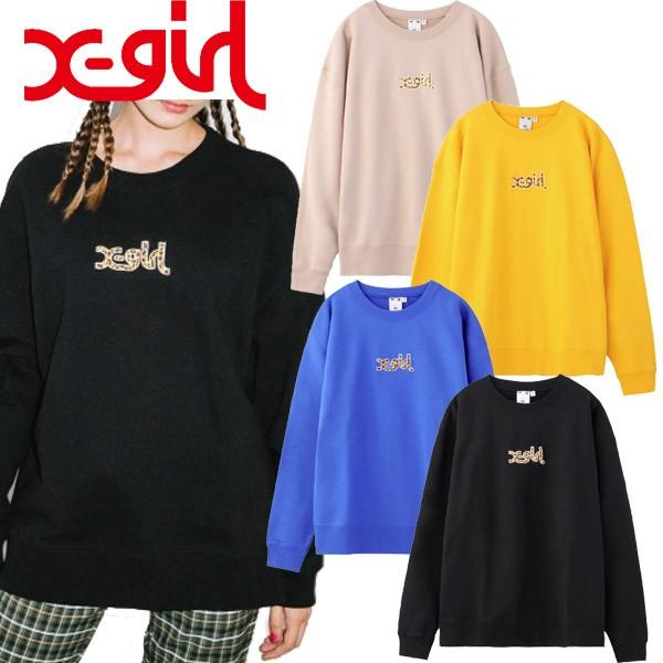 Sale X Girl エックスガール レディース ブランド ビックシルエット ヒョウ柄 ロゴ トレーナー スウェット クルーネック パッチ Top Sweat Crew Patched X Girl エックスガール 送料無料 正規取扱店 トップス