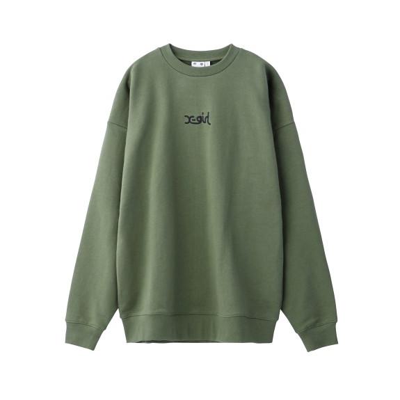 エックスガール X-GIRL EMBROIDERED MILLS LOGO CREW SWEAT TOP R&D 