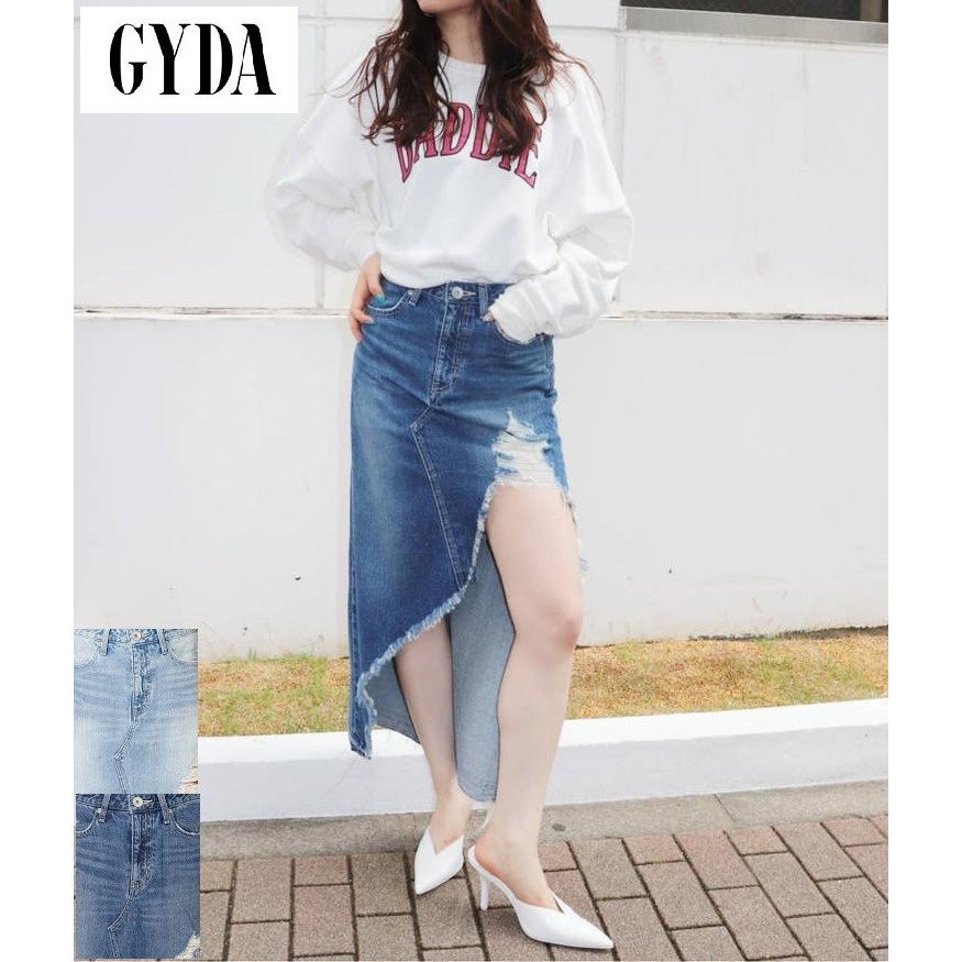 GYDA ジェイダ アシメ ロングスカート ライク ショーパン デニム GYDA ジェイダ アシメ ロングスカート ライク ショーパン デニム