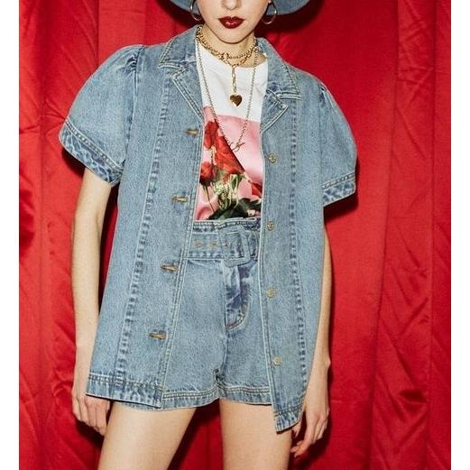 ジュエティー jouetie カラーステッチハーフスリーブジャケット 羽織