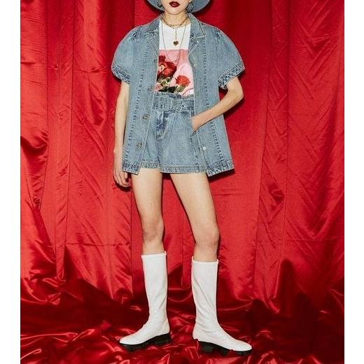 ジュエティー jouetie カラーステッチキュロット パンツ デニム ショー