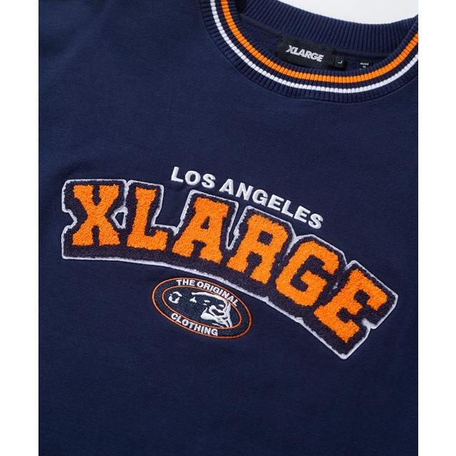 エクストララージ XLARGE STRIPED SLEEVE TEAM LOGO CREWNECK SWEAT