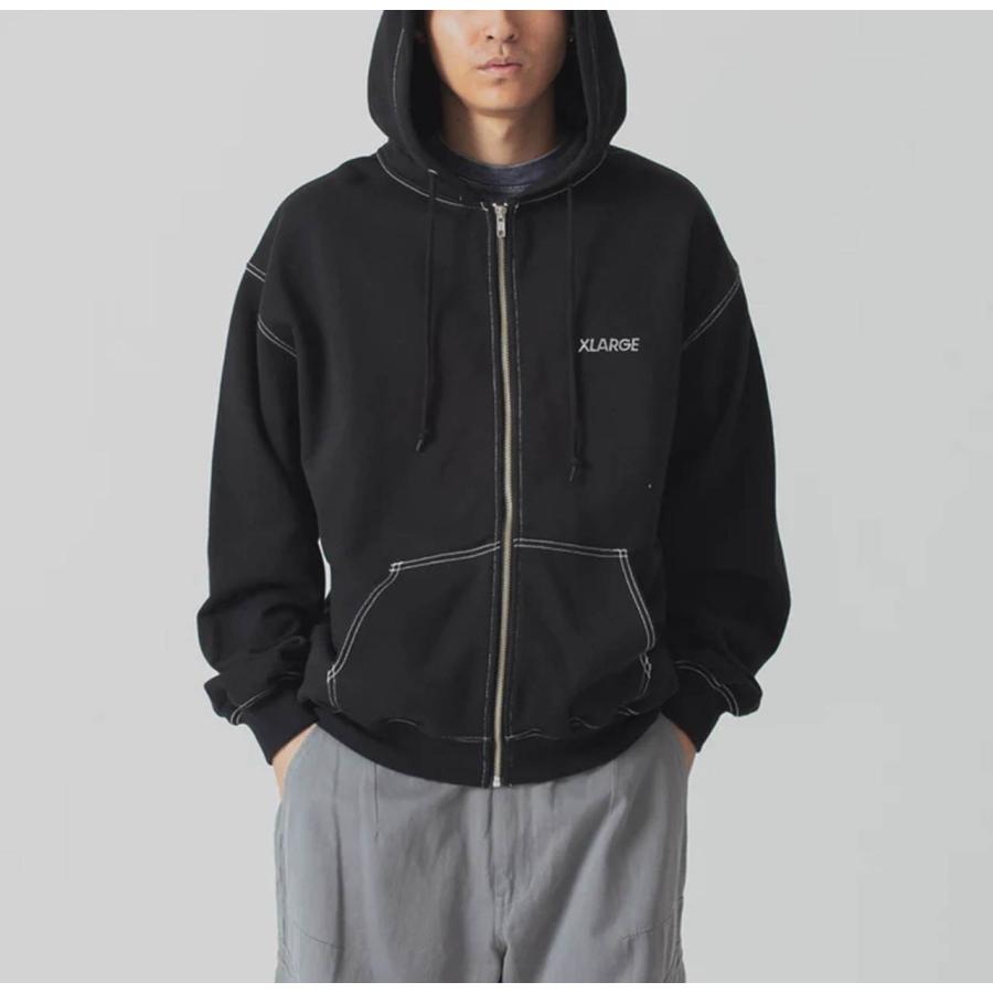 XLARGE ラインストーンジップフーディ ブラック XLARGE（エクストラ ラージ） メンズ ラインストーン OG ジップ