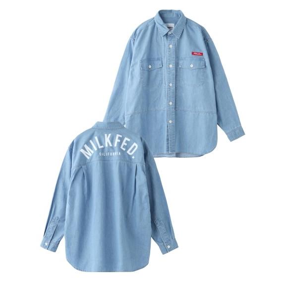 ミルクフェド Milkfed Back Logo Denim Shirt バックロゴ デニム シャツ バックプリント ビックシルエット レディース ブランド Faithstore 通販 Yahoo ショッピング