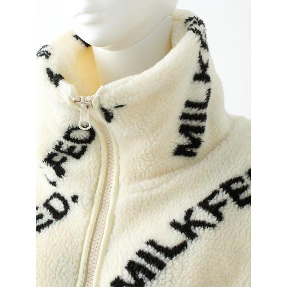 MILKFED. ミルクフェド ALL OVER LOGO BOA ZIP UP JACKET 総ロゴ