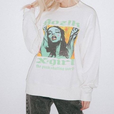 エックスガール X-GIRL × KOZIK TRIBAL GIRL SWEAT TOP フランク 