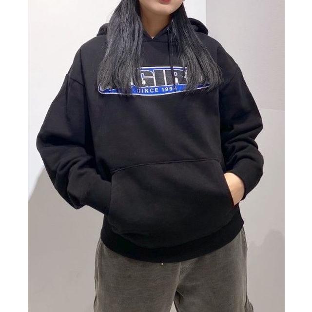 エックスガール X-GIRL COLOR CONTRAST OVAL LOGO PATCH SWEAT HOODIE パーカー フーディー ロゴ オーバル ブランド レディース ユニセックス 新品 正規品｜faithstore2017｜03