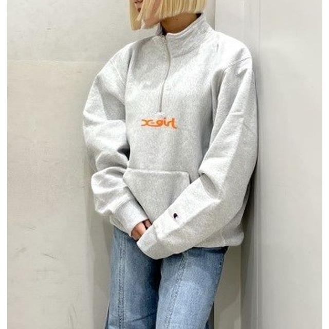 X-girl エックスガール × Champion REVERSE WEAVE R HALF ZIP SWEAT 