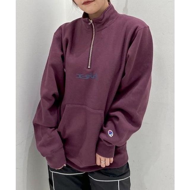 X-girl エックスガール × Champion REVERSE WEAVE R HALF ZIP SWEAT 