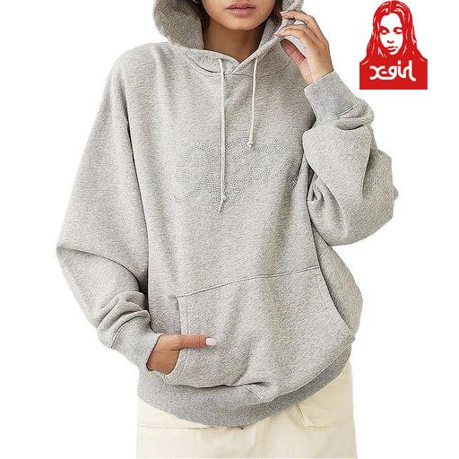 X-girl エックスガール RHINESTONE STAR CURSIVE LOGO SWEAT X-girl エックスガール RHINESTONE STAR CURSIVE LOGO SWEAT