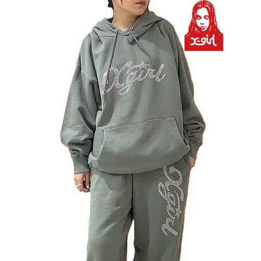 X-girl エックスガール RHINESTONE STAR CURSIVE LOGO SWEAT X-girl エックスガール RHINESTONE STAR CURSIVE LOGO SWEAT