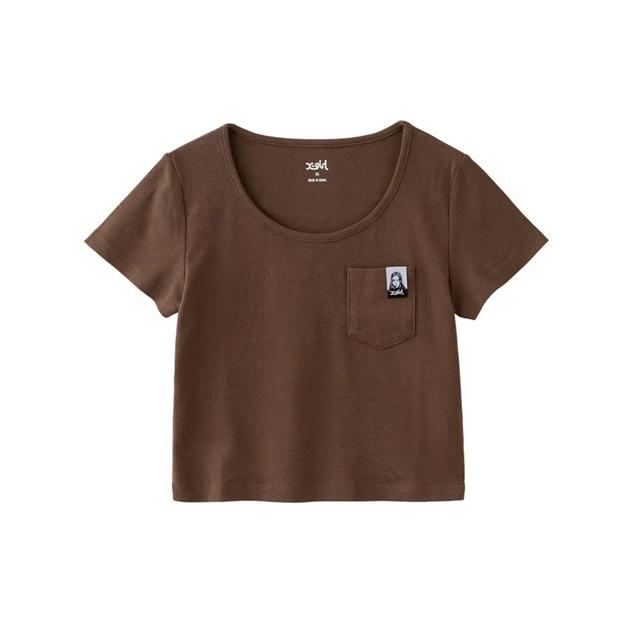 Tシャツ(半袖/袖なし) X-girl SQUARENECK BABY TEE X-girl（エックスガール） X-girl FACE LABEL POCKET BABY TEE