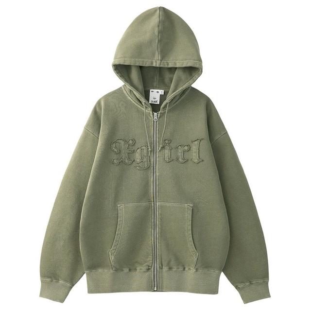 Xgirl ロゴパッチピグメントパーカー X-girl（エックスガール） X-girl LOGO PATCH PIGMENT DYED ZIP UP