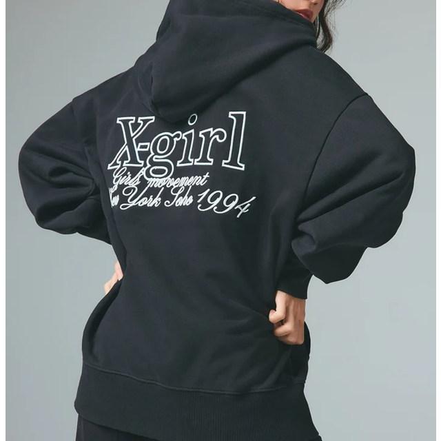 X-girl（エックスガール） レディース 刺繍ロゴ ジップパーカー 