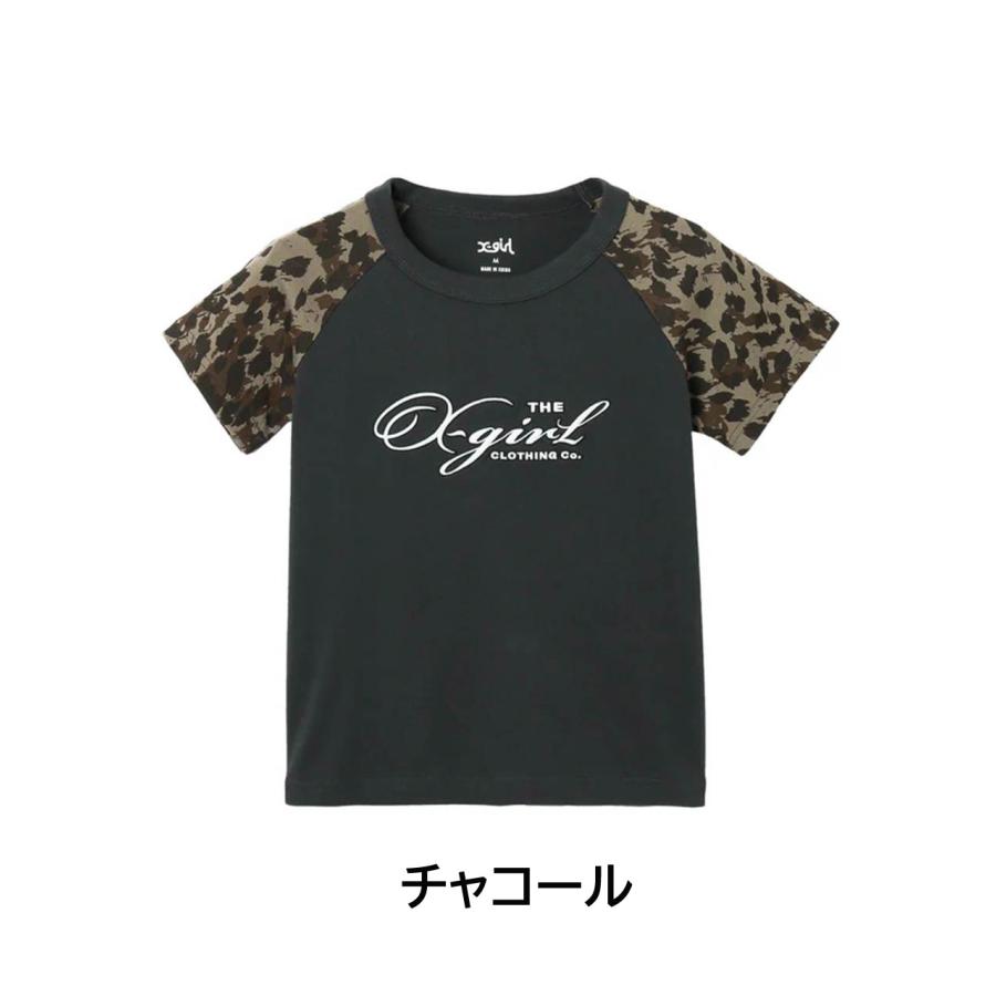 X-girl（エックスガール） レディース LEOPARD MIX RAGLAN S/S BABY