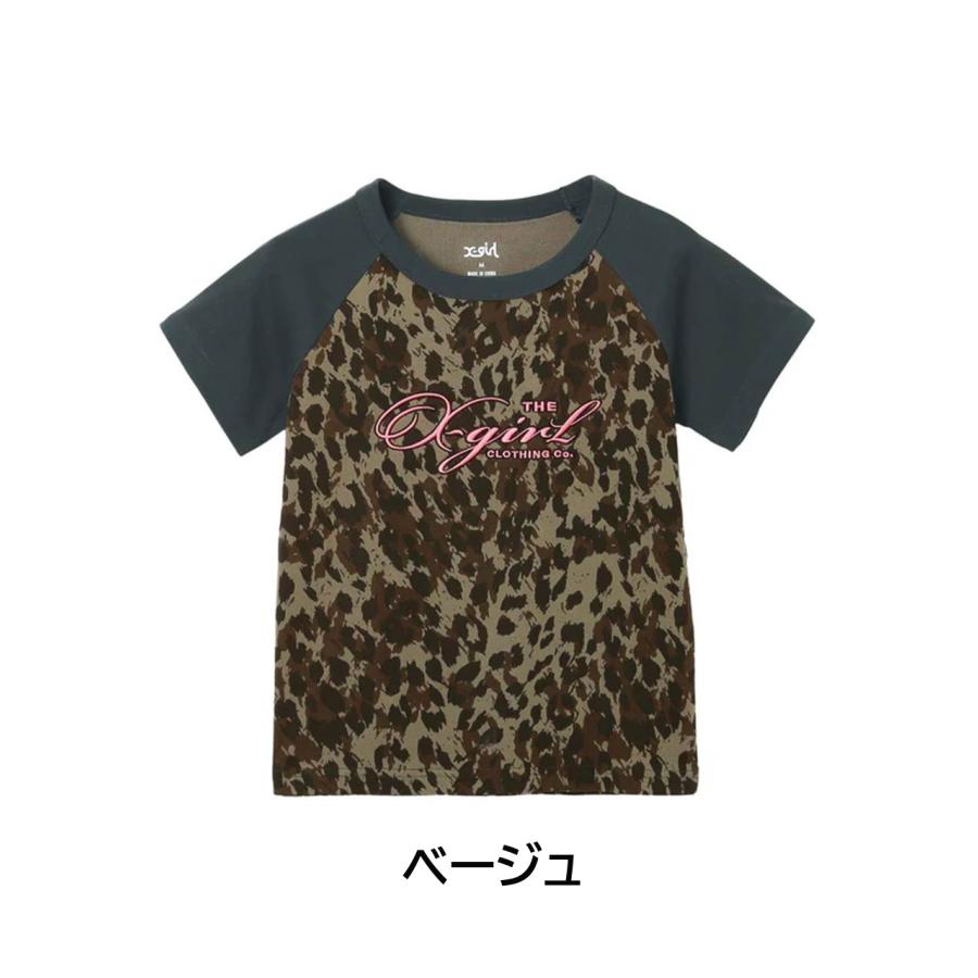 X-girl（エックスガール） レディース LEOPARD MIX RAGLAN S/S BABY