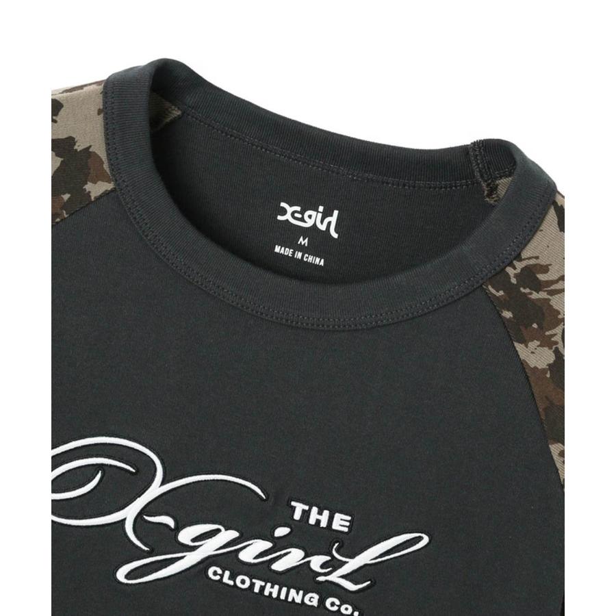 X-girl（エックスガール） レディース LEOPARD MIX RAGLAN S/S BABY