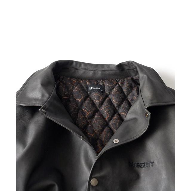 Subciety（サブサエティ） SUBCIETY Faux leather varsity jkt