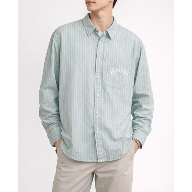 Calvin Klein（カルバン・クライン） メンズ 長袖シャツ ストライプ