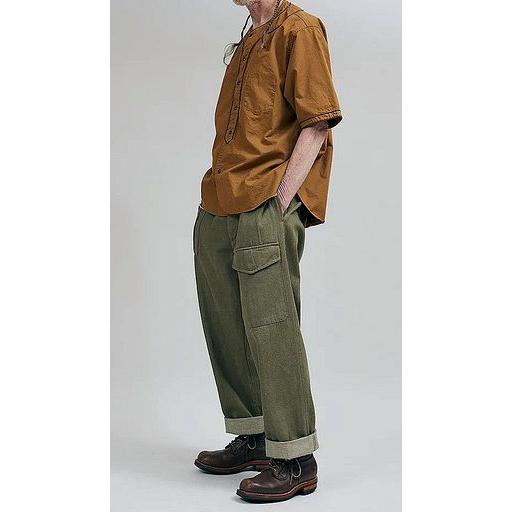 Nigel Cabourn 半袖シャツ 48 オリーブ NIGEL CABOURN（ナイジェルケーボン） NIGEL CABOURN BASEBALL SHIRT
