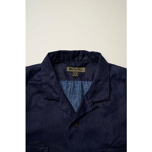 Nigel Cabourn ナイジェルケーボン メンズ OPEN COLLAR SHIRT LINEN INDIGO 正規品 80520011011の画像