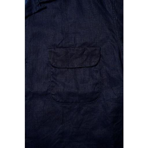 Nigel Cabourn ナイジェルケーボン メンズ OPEN COLLAR SHIRT LINEN INDIGO 正規品 80520011011の画像