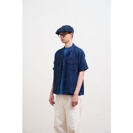 Nigel Cabourn ナイジェルケーボン メンズ OPEN COLLAR SHIRT LINEN INDIGO 正規品 80520011011の画像