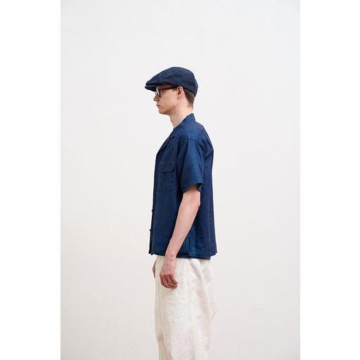 Nigel Cabourn ナイジェルケーボン メンズ OPEN COLLAR SHIRT LINEN INDIGO 正規品 80520011011の画像