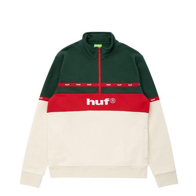 HUF ハフ TAPED 1/4 ZIP FLEECE テープ ハーフジップ スウェット 