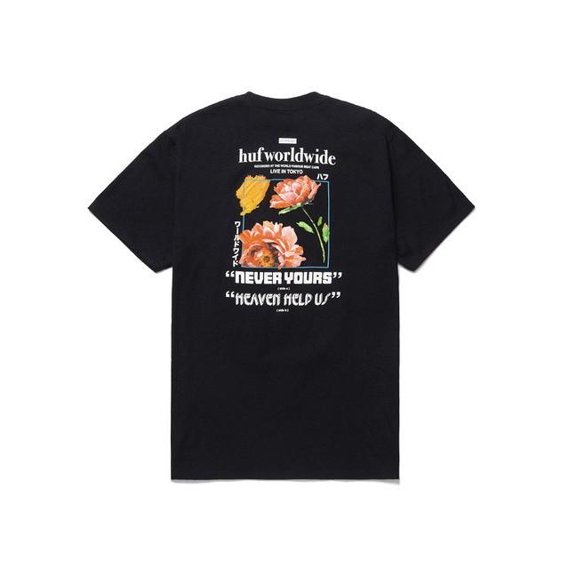 HUF ハフ NEVER YOURS S/S TEE ネバー ユアーズ 花柄 カタカナ ロゴ HUF ハフ NEVER YOURS S/S TEE ネバー ユアーズ 花柄 カタカナ ロゴ