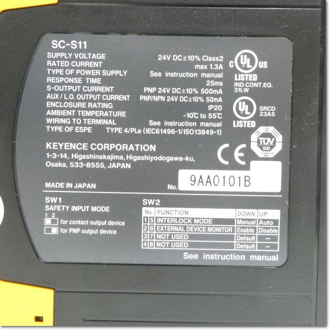 KEYENCE セーフティコントローラ 本体 SC-S11 PNP出力 : FA機器 