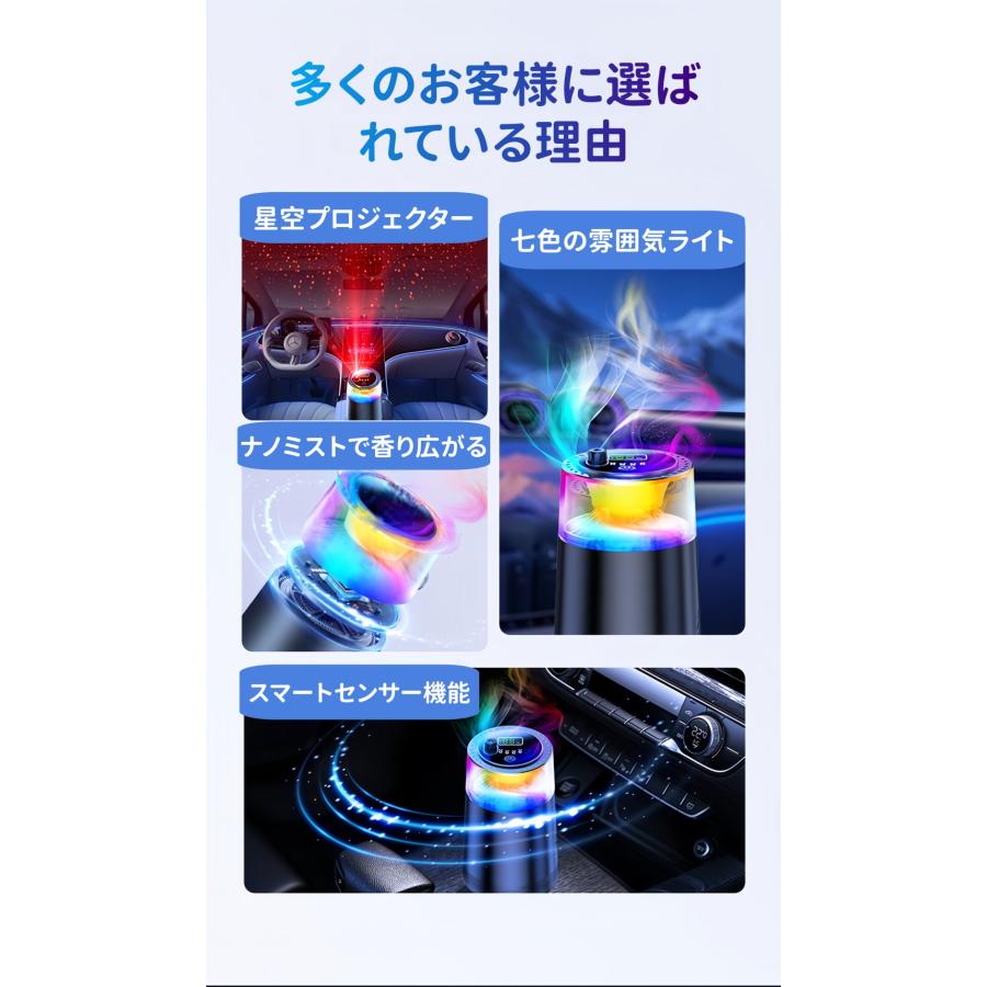 新型 車用 アロマディフューザー 車載アロマ 空気清浄機 星空