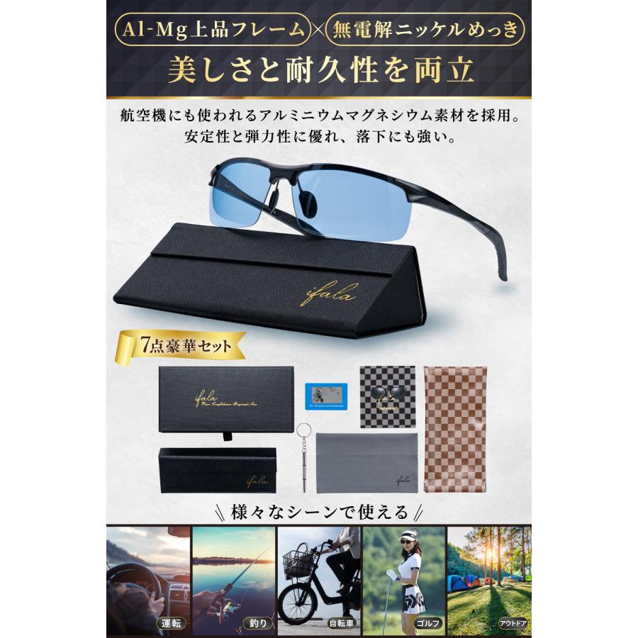iFala スポーツサングラス メンズ 偏光 調光 UV400カット自転車 運転